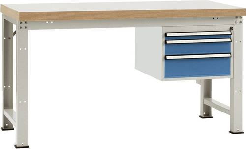 Manuflex WP5612.5007 Werkbank aus Stahl und Holz in Brillantblau (RAL 5007), B/T/H: 200 x 70 x 80 cm - Bild 1