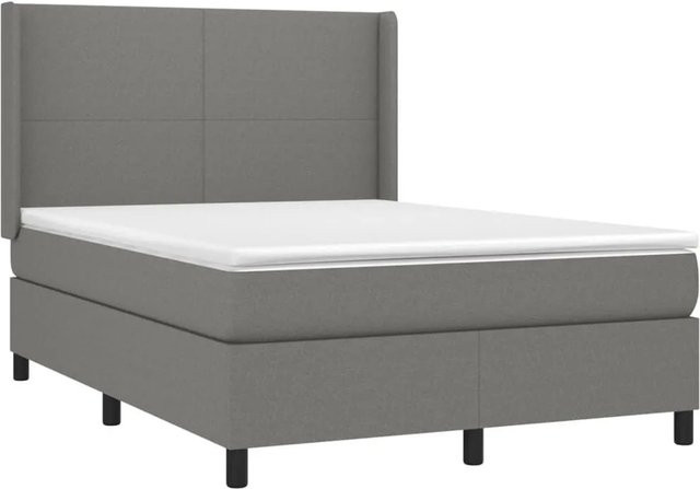 vidaXL Boxspringbett mit Matratze und LED-Unterbettbeleuchtung in Dunkelgrau, B/T/H: 140 x 190 x 118 cm - Bild 1