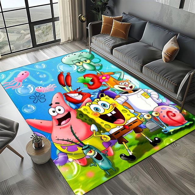 YglThree 3D Patrick Star Cartoon Teppich, rutschfeste Bodenmatte aus Polyester für Kinder, B/B/H: 60 x 90 cm, mehrfarbig - Bild 1