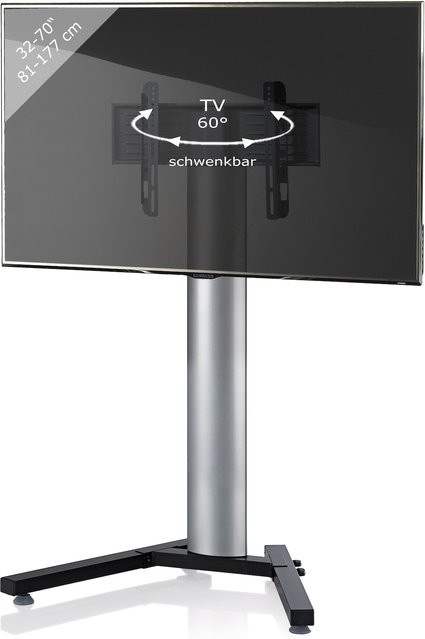 VCM TV Standfuß Stadino Mini aus Aluminium in Silber für 26-70 Zoll, VESA bis 600x400 mm, H x B x T: 125 x 90 x 72 cm - Bild 1