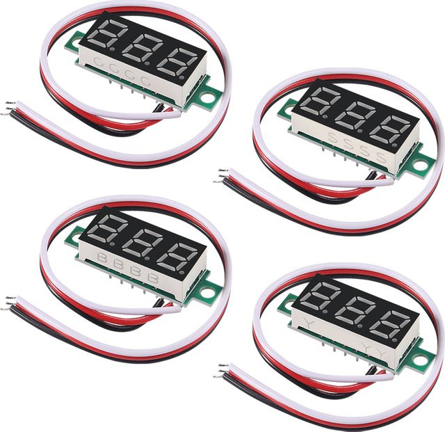 AOKIN 4er-Set Digitales Mini Voltmeter mit 0,28 Zoll LED-Display, 0-100 V Messbereich - Bild 1