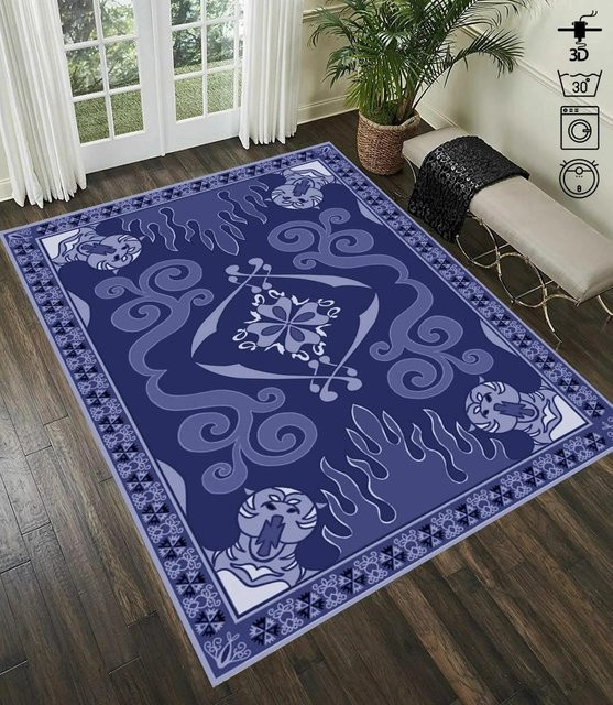 Karpetti Aladdin Teppich in Blau, orientalisches Design, rutschfest und waschbar, B/T: 80 x 120 cm - Bild 1