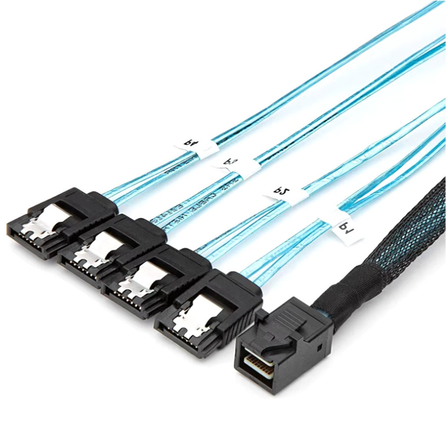 HD Mini SAS SFF8643 auf 4x SATA 3.0 Adapterkabel für SSD und Server-Festplatten 2,5 und 3,5 Zoll, Blau, 6 Gbit/s Unterstützung - Bild 3