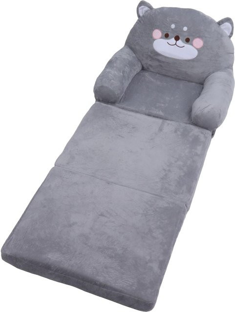 Nensit Kinder Sofa im grauen Hundestil, faltbares und atmungsaktives Polstersofa für Kleinkinder zum Lesen und Entspannen - Bild 1