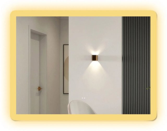 Aica Sanitär Badspiegel mit LED Beleuchtung und Sensor-Schalter, dimmbar, Warm- und Kaltweiß, B: 80 cm, H: 60 cm - Bild 1