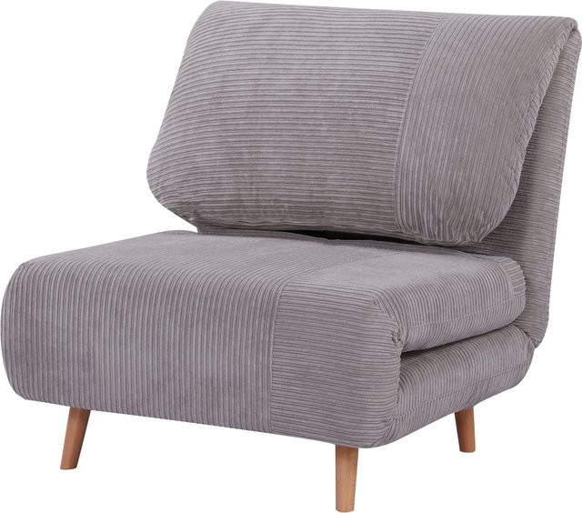HOMCOM 2-in-1 Schlafsofa und Schlafsessel in Cord-Optik, verstellbares Klappbett als Gästebett für Wohnzimmer und Schlafzimmer, Hellgrau - Bild 1
