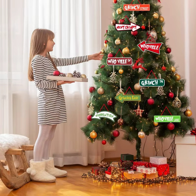 Greench Whoville Weihnachtsbaumschmuck Set aus Papierkarten mit Lettering, 16 Stück, Mehrfarbig - Bild 5