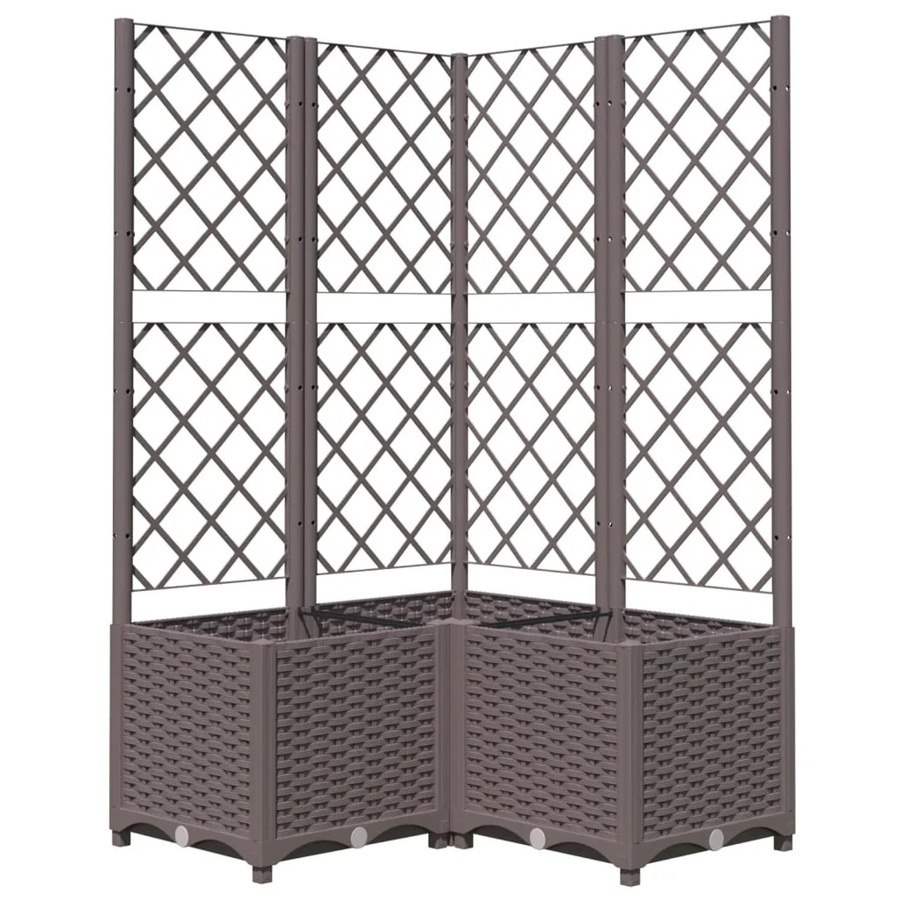vidaXL Pflanzkübel mit Rankgitter aus Polypropylen in Braun, B/T/H: 80 x 80 x 136 cm - Bild 2