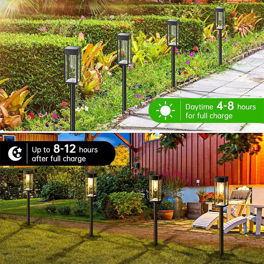 DBF Solar-Wegeleuchten Set aus 2 Stück in Schwarz mit warmweißem Licht und IP65 Wasserdichtigkeit für den Garten und Außenbereich - Bild 4