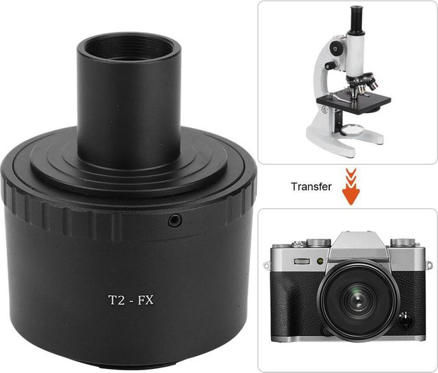 Andoer T2-FX Metall-Adapterring für 23,2 mm T-Mount-Mikroskope auf Fujifilm X Fuji FX-Mount Kameras, Schwarz - Bild 1