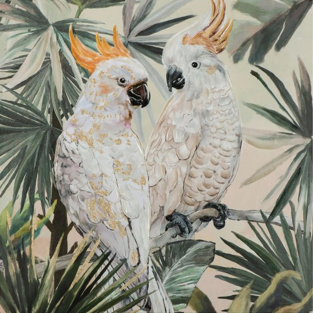Art Universe Leinwandbild Verliebte Kakadus, modern, beige und mehrfarbig, B/B/B: 80 x 80 x 80 cm - Bild 1