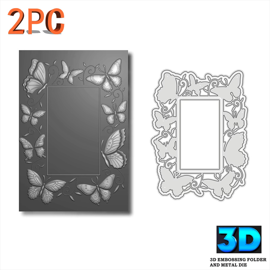 2-teiliges Set mit 3D-geprägten Ordnern und Metallstanzformen in Gelb mit Butter-Motiv - Bild 2