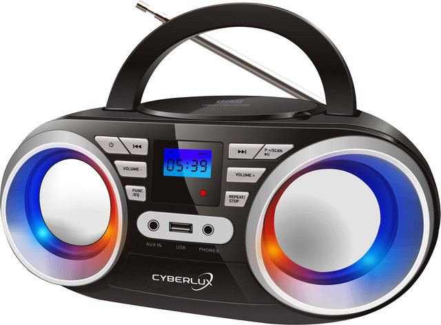 Cyberlux CD-Player CL-800 mit LED-Discolicht, Radio, USB und MP3-Funktion in Schwarz/Silber - Bild 1