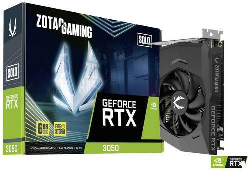 Zotac NVIDIA GeForce RTX 3050 SOLO Grafikkarte mit 6GB GDDR6-RAM, PCIe x8, DisplayPort und HDMI in Schwarz - Bild 1