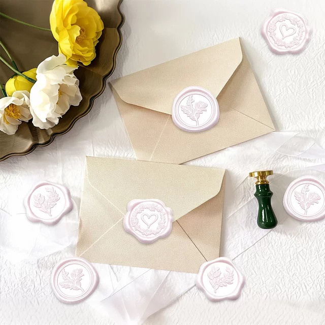 30 Stück selbstklebende Wachssiegel-Aufkleber in Champagner-Rosa für Hochzeitseinladungen und Geschenke - Bild 1