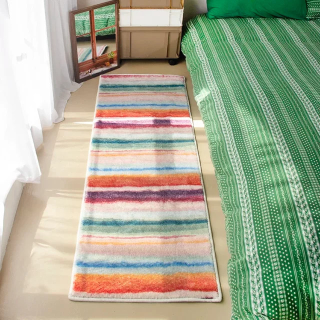 VIKAMA Teppich in Streifen-Optik aus Kaschmir-Imitat für Schlafzimmer und Heimdekoration - Bild 1