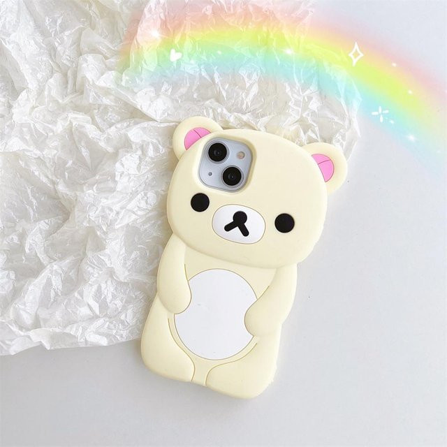 Rilakkuma Handyhülle aus weichem Silikon mit Schlüsselanhänger für iPhone Modelle, Farbe: Weiß - Bild 1