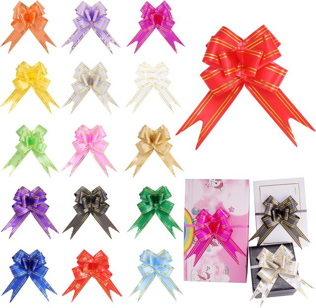 20 Stück Bunte Geschenkverpackungs-Schleifen als Schmetterlings-Dekoration für Geburtstag, Hochzeit und Weihnachten in Mehrfarbig und Weiß - Bild 1