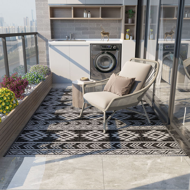 Outsunny Outdoor-Teppich aus PP in Grau, wasserdichter und UV-beständiger Kunststoffteppich für Terrasse, Balkon und Camping, B/T: 182 x 274 cm - Bild 2