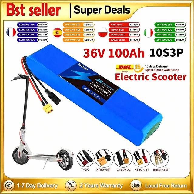 battery18650 Lithium-Ionen-Akku 100 Ah 10s3p 36 V für Moped und zusammenklappbares Stadtfahrrad, Blau - Bild 1