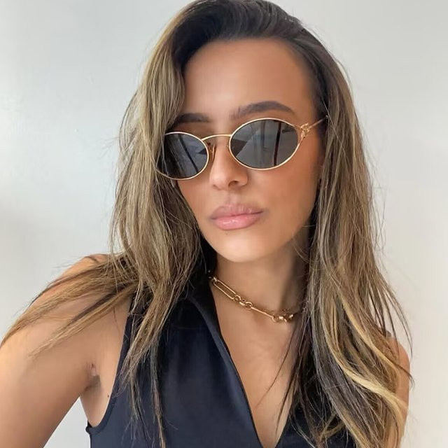 Sonnenbrille oval, Vollrand, Metall, gold - Bild 1