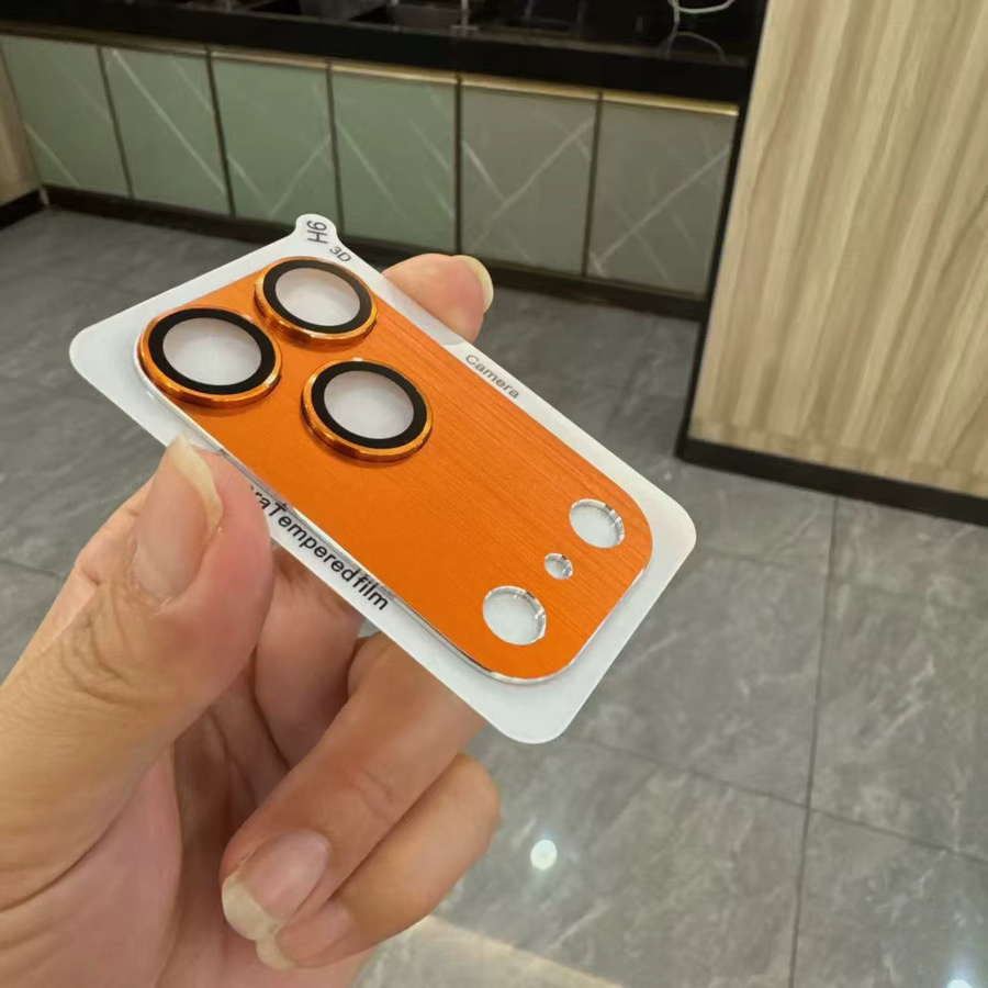 Metall Kamera Schutz Glas Set für iPhone 17 Pro Max und iPhone 17 Air mit Metallring in Orange - Bild 2