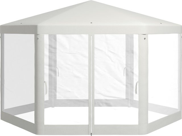 Aosom Sechseckiges Partyzelt mit Moskitonetz aus Polyester und Metall, Farbe: Creme, B/T/H: 4 x 4 x 3 m - Bild 1