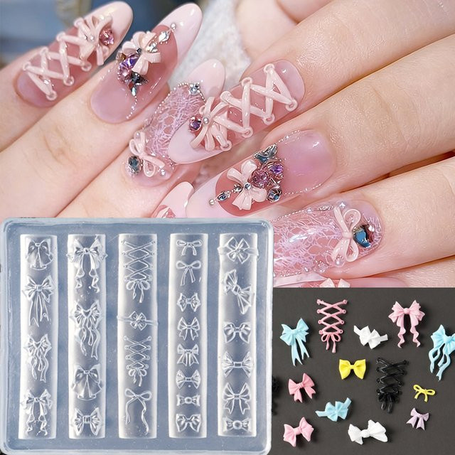 Full Beauty Schleifen-Silikon-Nagelstempel, 3D-Muster, Unisex - Bild 1