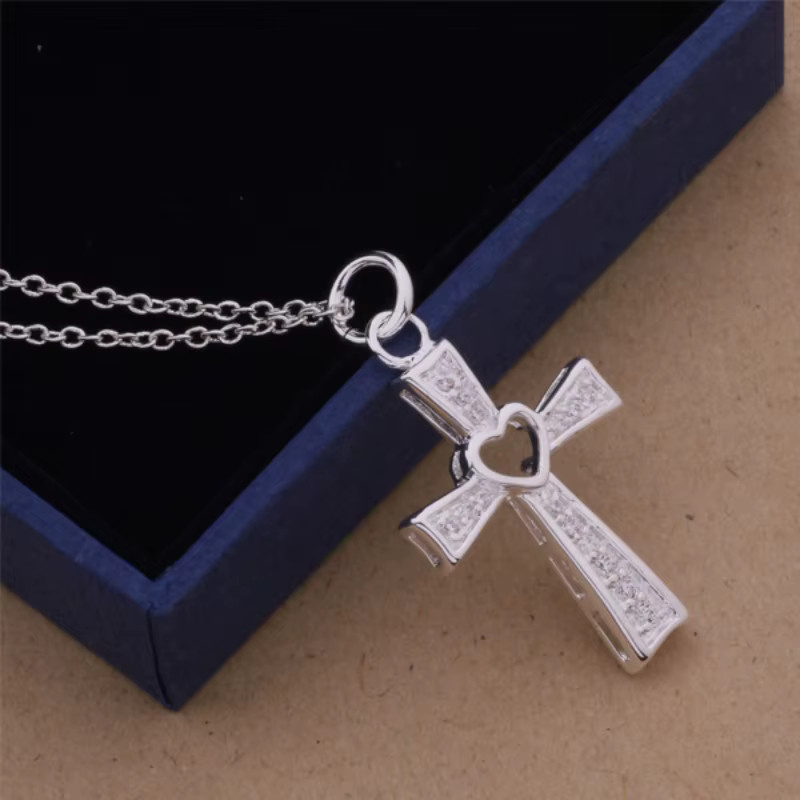 SAY Halskette 925 Silber, Herz-Kreuz-Anhänger, Zirkonia, Damen - Bild 3