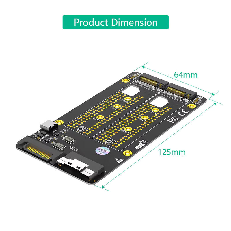 T.F.SKYWINDINTL Dualer 2X M.2 NVMe SSD zu Slimline SFF-8654 8X Adapter in Schwarz für M.2 NVMe SSD Formate 2230/2242/2260/2280 - Bild 4