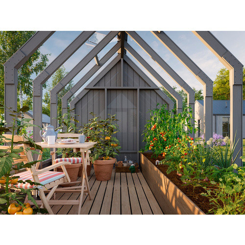 Palmako Gartenhaus Emilia aus Fichtenholz mit Satteldach in Grau - Bild 2