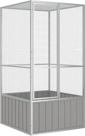 vidaXL Vogelkäfig aus verzinktem Stahl in Grau, B/T/H: 111 x 107 x 211,5 cm