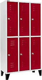 Schäfer Shop Select Kleiderspind mit 6 Abteilen, Zylinderschloss und Füßen, Farbe: Rubinrot - Bild 1