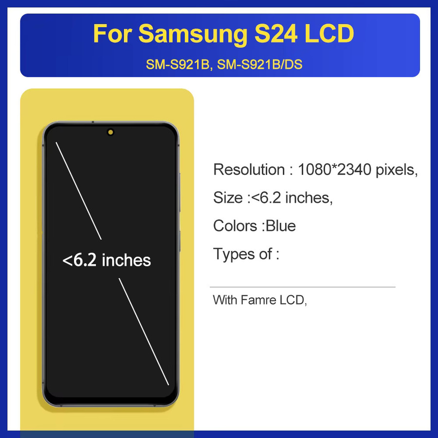 Samsung Galaxy S24 5G TFT LCD Display Touchscreen Digitizer Ersatzteil mit Rahmen in Schwarz für SM-S921B und S921U - Bild 2