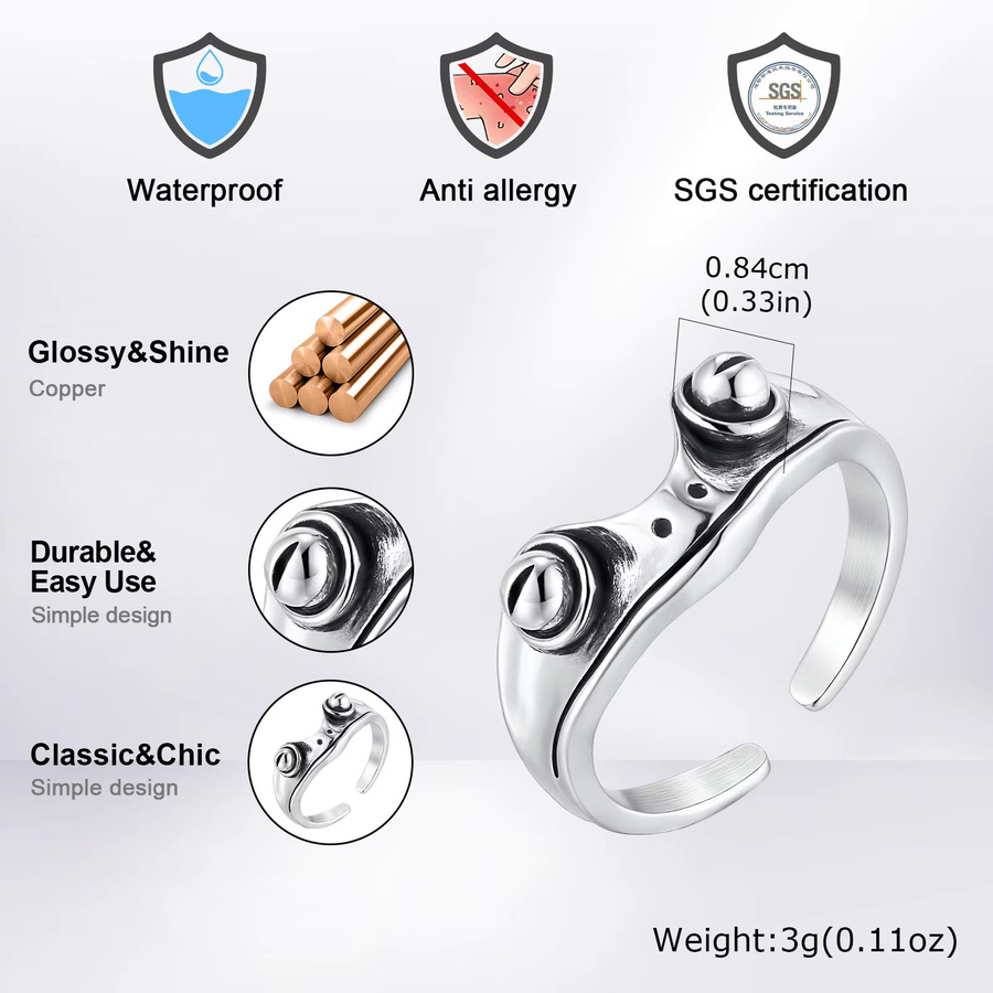 prjewel Ring Metall, Silber, Frosch, Unisex - Bild 4