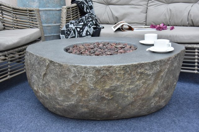 Elementi Gasfeuerstelle Vesuv als Feuertisch in Basalt-Optik, Grau, B/T/H: 90 x 90 x 41 cm - Bild 1