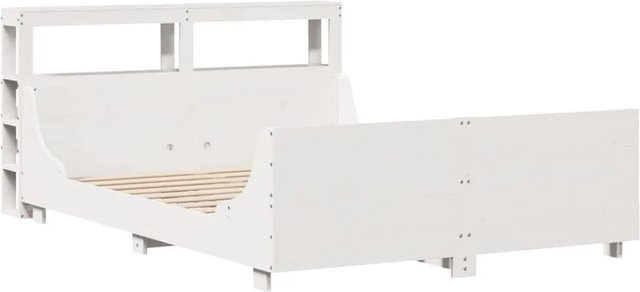 vidaXL Massivholzbett aus Kiefernholz in Weiß, rustikaler Stil, B/T/H: 100-120 x 200 cm - Bild 1