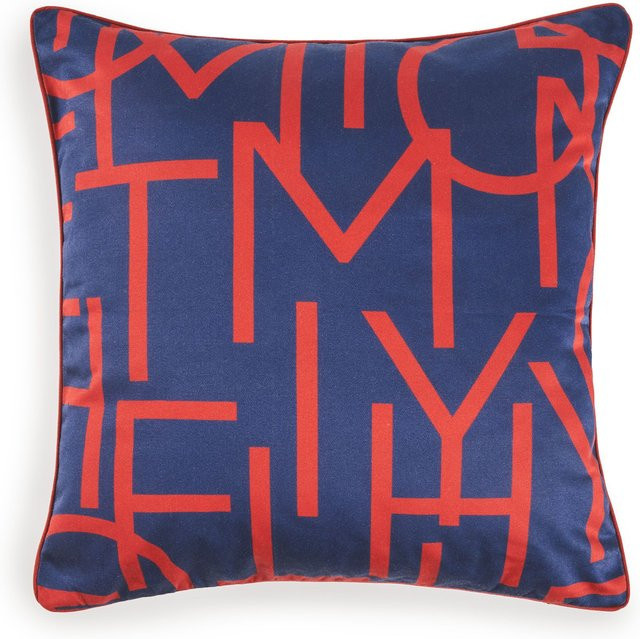 Kissenhülle Tommy Hilfiger Logomania aus Baumwolle, quadratisch, B/B/H: 40 x 40 cm, Grün und Blau - Bild 1