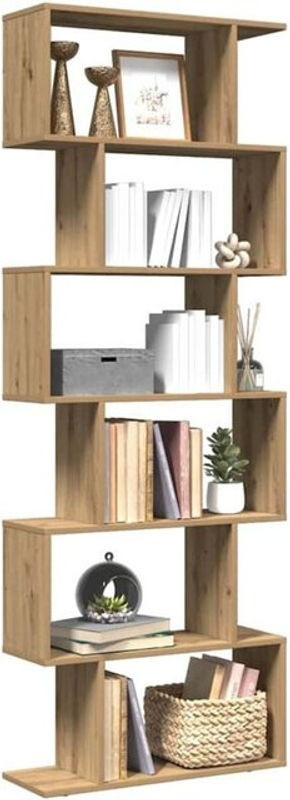 Vidaxl Raumteiler-Bücherregal mit 6 Etagen in Eiche Natur Braun, B/T/H: 70 x 24 x 193 cm - Bild 1