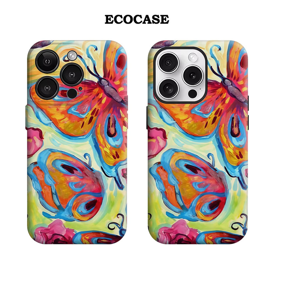 Vibrant Butterfly Burst Handyhülle für iPhone 17 16 15 14 13 12 Pro Max Plus mit doppelschichtiger Rückseite in Multicolour - Bild 2