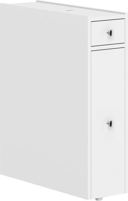 HOMCOM Badezimmerschrank schmal in Weiß mit 2 Schubladen und offenem Fach, moderner Nischenschrank für kleine Räume, B/T/H: 48 x 16 x 58 cm - Bild 1