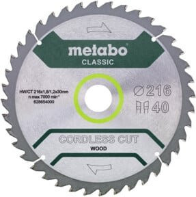 Metabo Sägeblatt cordless cut wood classic für Kreissägen, Farbe: Silber, Durchmesser: 216 mm - Bild 1