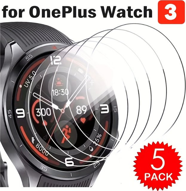 Oneplus Displayschutzfolie Glas, 5 Stück, für Watch 3 - Bild 1