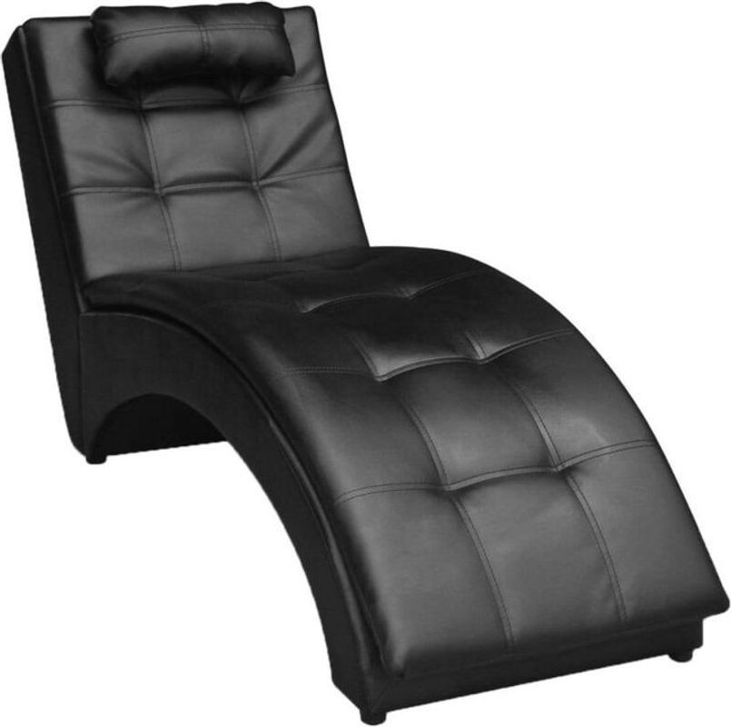 Modernes Chaiselongue mit Kissen aus Kunstleder in Schwarz von vidaXL - Bild 1