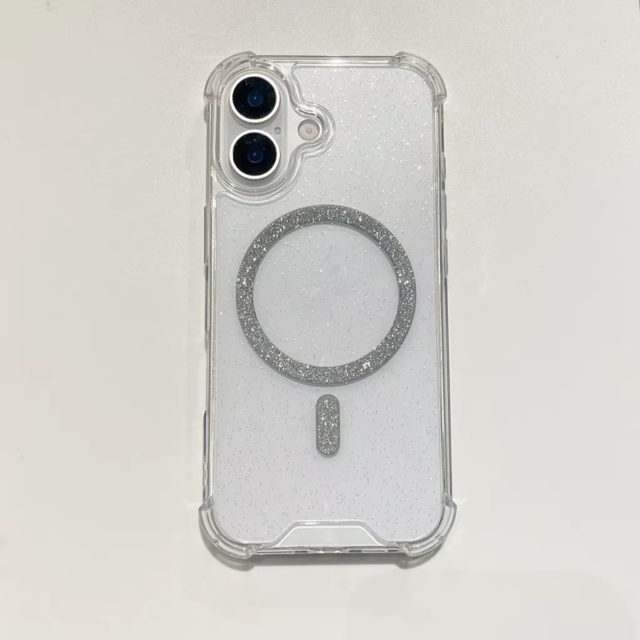 Glitzernde magnetische Handyhülle für iPhone 17, 16, 15, 14 Pro Max Plus Air in Transparent mit kabellosem Laden - Bild 3