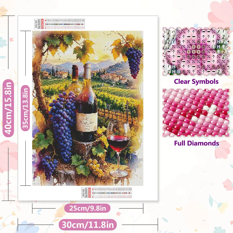 EverShine DIY Diamantmalerei Wein und Trauben Mosaik Set mit runden Bohrern in Mehrfarbig, B/H: 30 x 20 cm - Bild 2