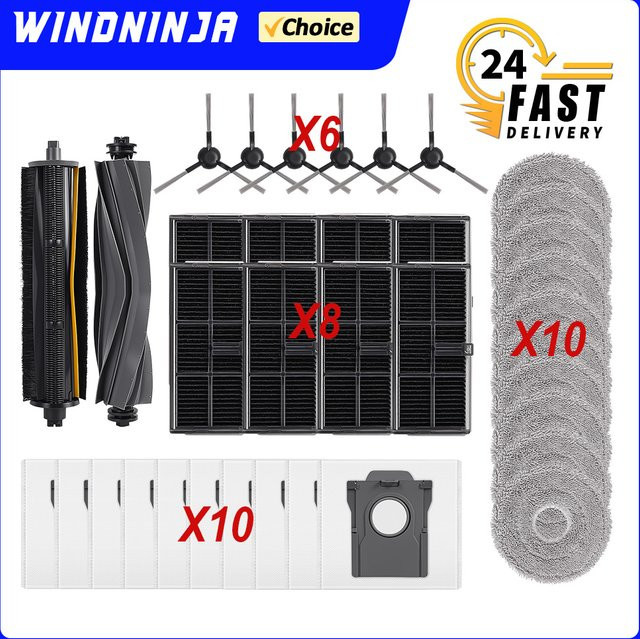 Dreame Ersatz-Mopp-Set mit Staubbeuteln und Bürstenfiltern in Weiß für L10S Pro Ultra Heat, P10 Ultra, Mova E30 Ultra, L10s Ultra Gen 2 und D20 Ultra - Bild 1