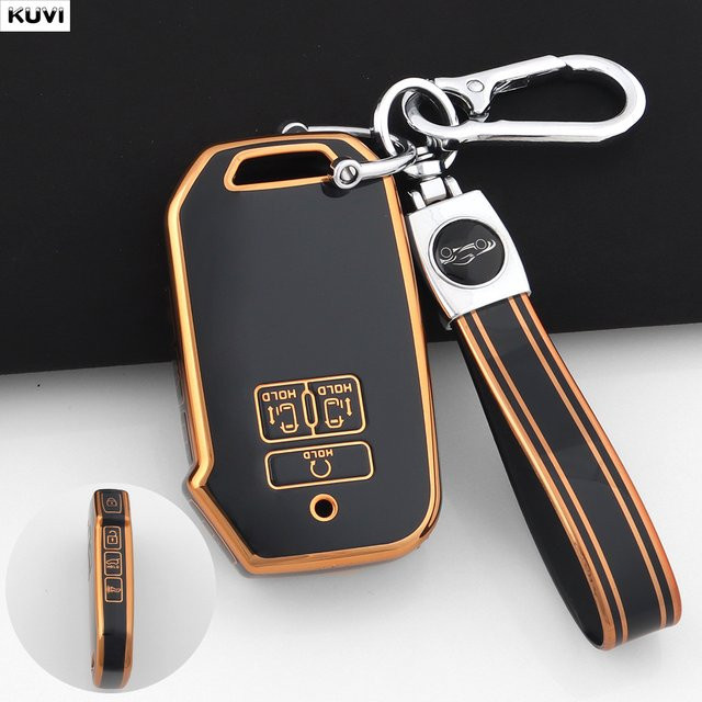 Kuvi TPU Auto Smart Key Schutzhülle für Kia Sedona Carnival KA4 EX SX LX Fiesta, Farbe: Schwarz - Bild 1