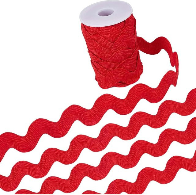 Rote Weihnachts-Spitzenborte als Zick-Zack-Besatz für DIY-Handwerk und Kleidung, 10 Yards Länge, Breite: 20 mm bis 34 mm - Bild 1