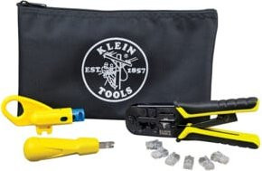 Klein Tools Netzwerkinstallationsset in Gelb mit Crimpzange und Punchdown-Werkzeug für RJ45 Cat5e und Cat6 - Bild 1